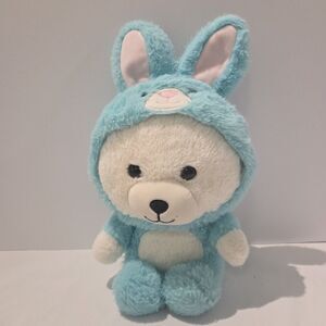 Kelly Toys 14” Bear Dog-Teal Blue Easter Bunny Rabbit Outfit Costume Plush